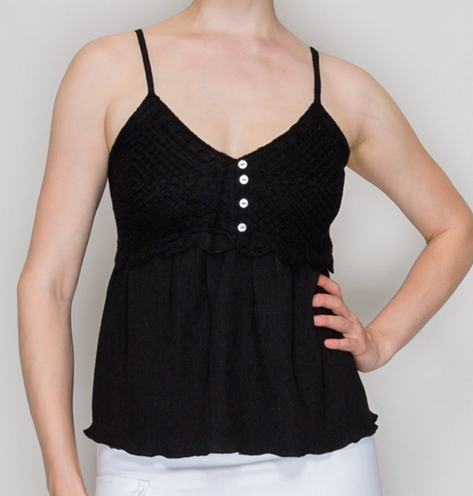 Seaside Crochet Top - Black