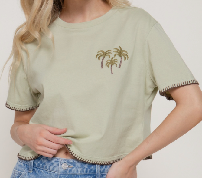 Embroidered Mini Palm - Green