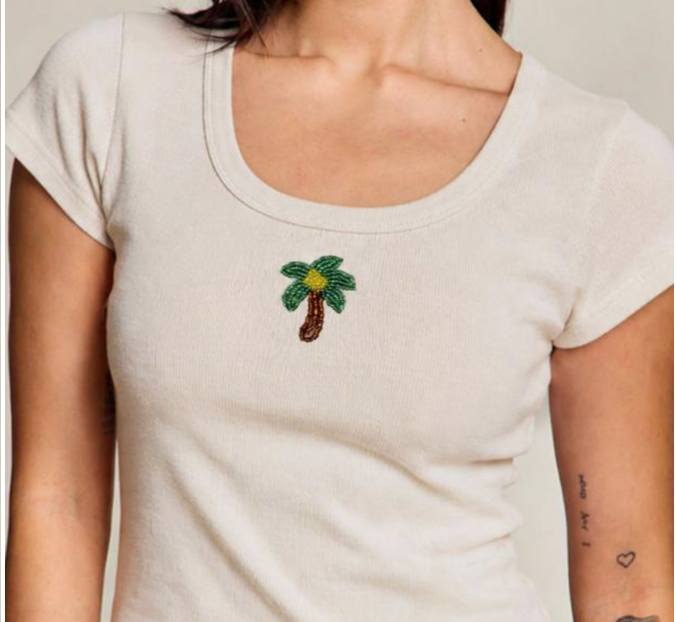Beaded Palm Tee