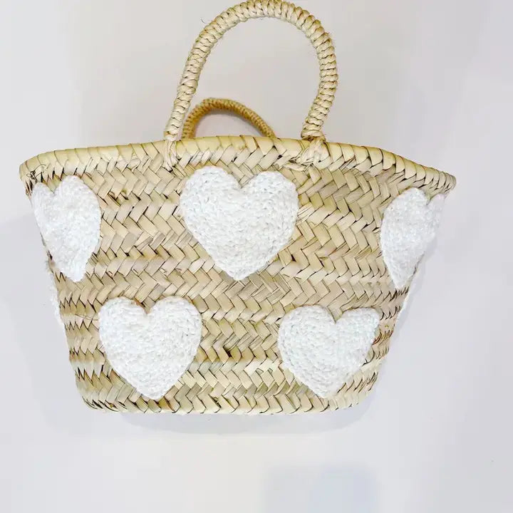 Wedding Heart straw basket,bridal shower bags, beach bags