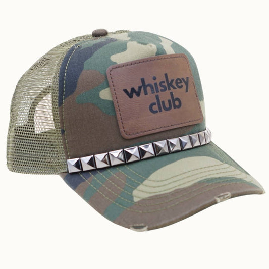 WHISKEY CLUB Camo Trucker Bejeweled Glitz Cap - Leatherette