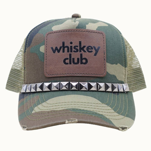 WHISKEY CLUB Camo Trucker Bejeweled Glitz Cap - Leatherette